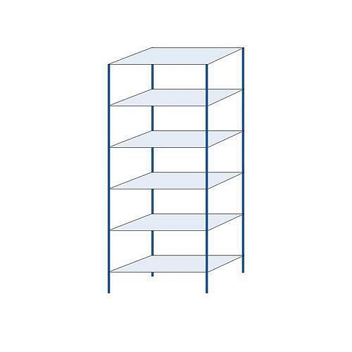Kovový regál Herkules, základní, 250 x 100 x 50 cm, 900 kg, 6 polic, modrý