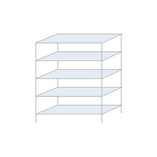 Kovový regál Perun, základní, 200 x 150 x 60 cm, 725 kg, 5 polic, pozink