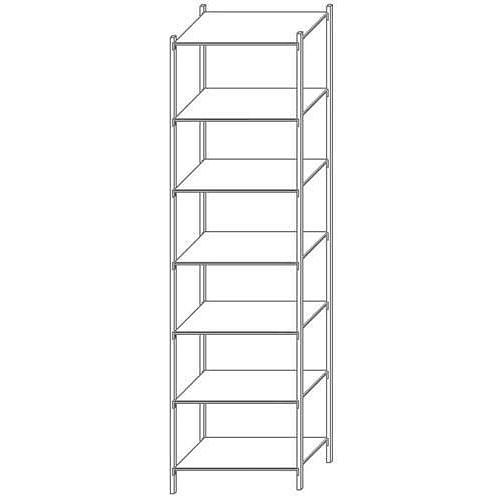 Kovový regál Taranis, základní, 300 x 75 x 30 cm, 1 200 kg, 7 polic, stříbrný