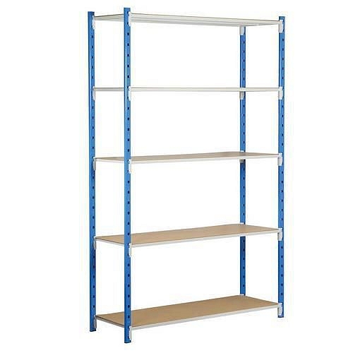 Kovový regál Velez, základní, 200 x 125 x 60 cm, 1 500 kg, 5 polic, modrý