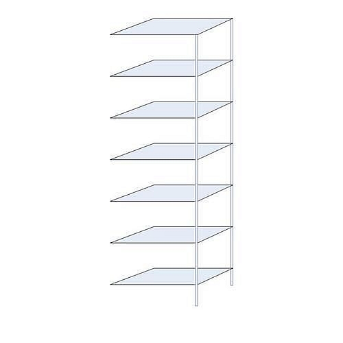 Kovový regál Perun, přístavbový 300 x 90 x 50 cm, 1 295 kg, 7 polic, pozink