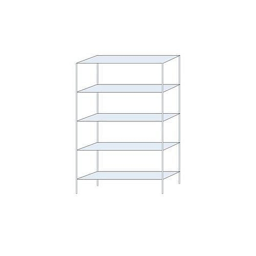 Kovový regál Perun, základní, 200 x 120 x 32 cm, 1 025 kg, 5 polic, pozink