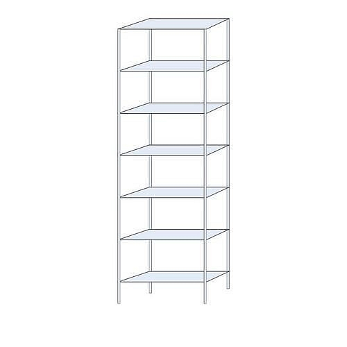 Kovový regál Perun, základní 300 x 90 x 32 cm, 1 950 kg, 7 polic, pozink