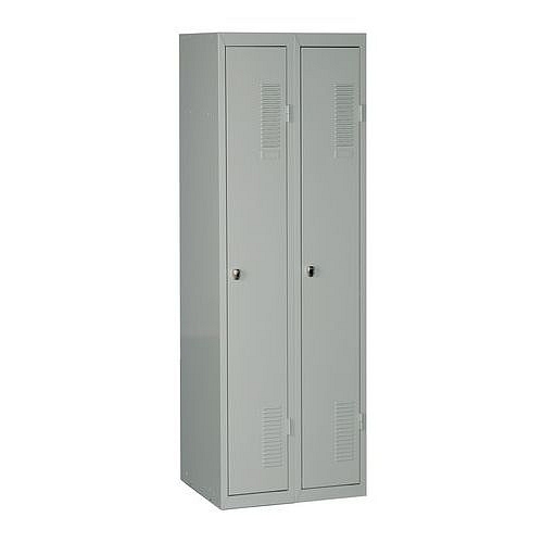 Montovaná šatní skříň DURO MONT, 2 oddíly, šedá/šedá, cylindrický zámek