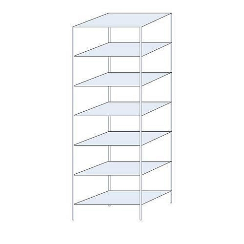 Kovový regál Taranis, základní, 300 x 100 x 60 cm, 1 200 kg, 7 polic, stříbrný