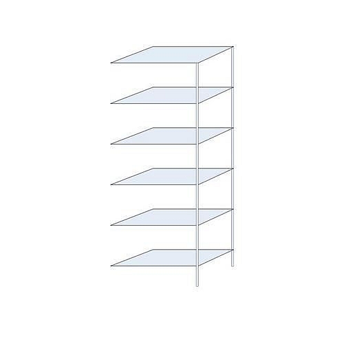 Kovový regál Perun, přístavbový 250 x 90 x 50 cm, 1 110 kg, 6 polic, pozink