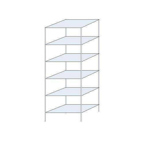 Kovový regál Perun, základní 250 x 90 x 60 cm, 900 kg, 6 polic, pozink