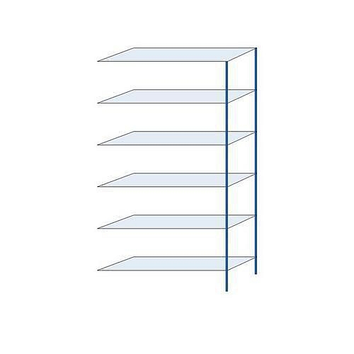 Kovový regál Herkules, přístavbový, 250 x 130 x 40 cm, 660 kg, 6 polic, modrý