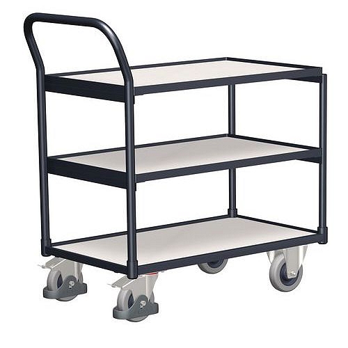 Antistatický policový vozík s madlem, do 250 kg, 3 police, 101 x 97,5 x 52,5 cm