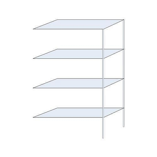 Kovový regál Andras, přístavbový, 250 x 150 x 60 cm, 1 600 kg, 4 police, pozink