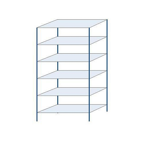 Kovový regál Herkules, základní, 250 x 130 x 60 cm, 900 kg, 6 polic, modrý