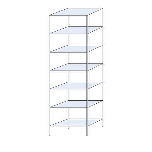 Kovový regál Perun, základní 300 x 90 x 50 cm, 1 295 kg, 7 polic, pozink