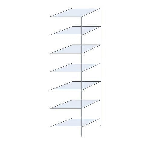 Kovový regál Ogmios, přístavbový, 300 x 75 x 60 cm, 2 300 kg, 7 polic, 250 kg/police, pozink