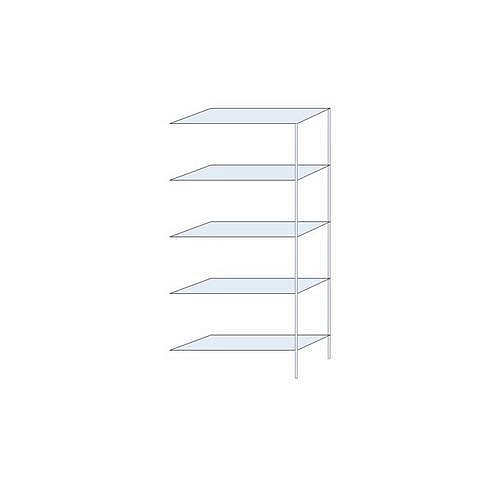 Kovový regál Perun, přístavbový 200 x 90 x 32 cm, 1 400 kg, 5 polic, pozink