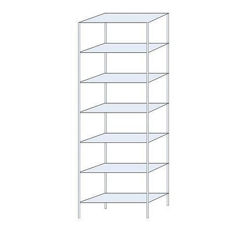 Kovový regál Taranis, základní, 300 x 100 x 40 cm, 1 950 kg, 7 polic, stříbrný