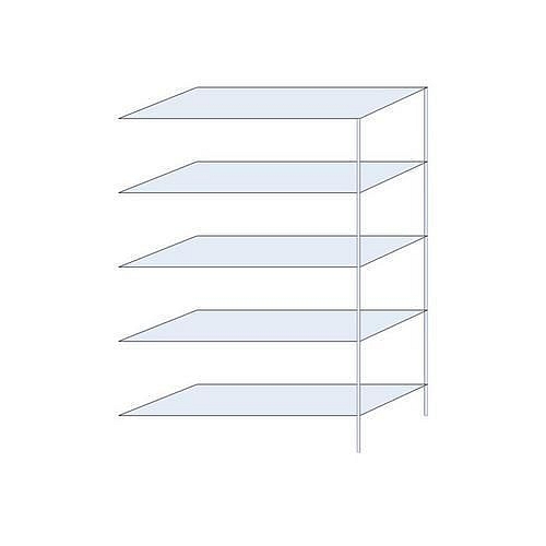 Kovový regál Tauret, přístavbový 200 x 130 x 50 cm, 1 200 kg, 5 polic, pozink