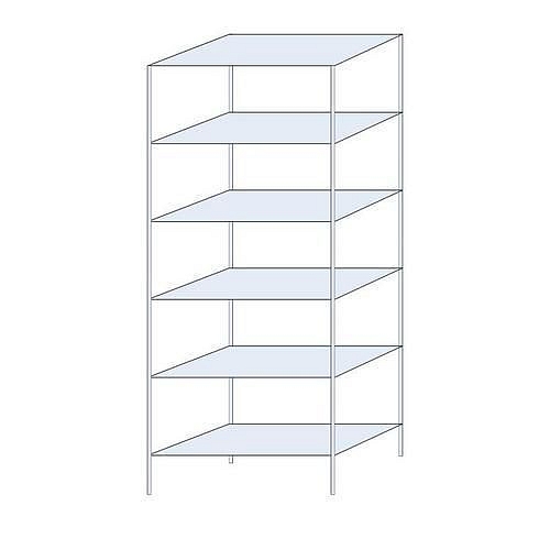 Kovový regál Tauret, základní 250 x 100 x 50 cm, 1 200 kg, 6 polic, pozink