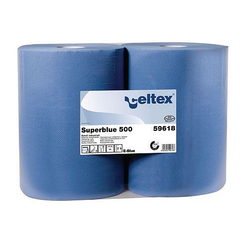 Průmyslové papírové utěrky Celtex Super Blue 3vrstvé, 500 útržků, 2 ks