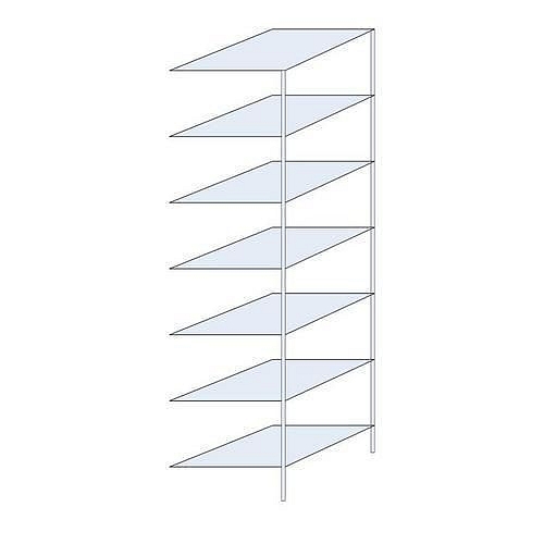 Kovový regál Taranis, přístavbový, 300 x 75 x 80 cm, 970 kg, 7 polic, stříbrný