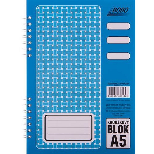 Blok A5 s kovovou boční spirálou, čistý, 5 ks