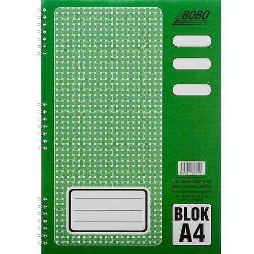 Blok A4 s kovovou boční spirálou, čtverečkovaný, 5 ks