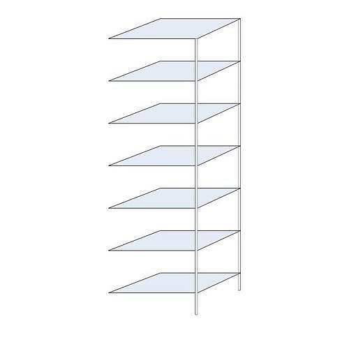 Kovový regál Perun, přístavbový 300 x 90 x 60 cm, 1 050 kg, 7 polic, pozink
