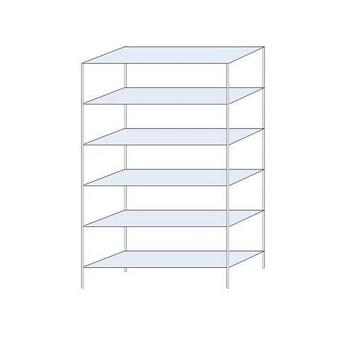 Kovový regál Perun, základní, 250 x 150 x 50 cm, 870 kg, 6 polic, pozink