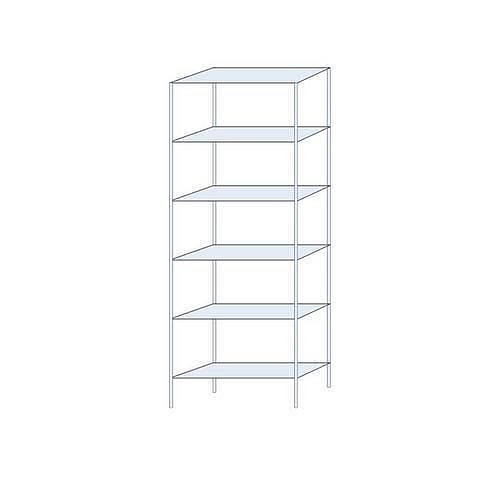 Kovový regál Perun, základní 250 x 90 x 32 cm, 1 680 kg, 6 polic, pozink