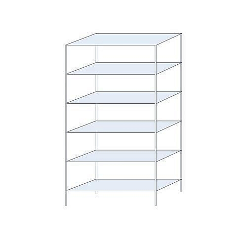 Kovový regál Ogmios, základní, 250 x 130 x 50 cm, 1 700 kg, 6 polic, 250 kg/police, pozink