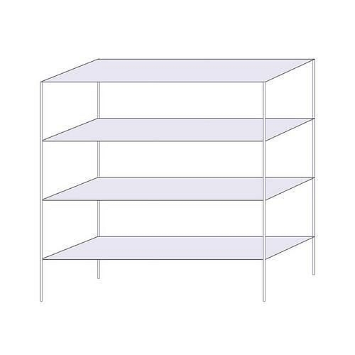 Drátěný regál Hefaistos, základní, 160 x 152 x 46 cm, 200 kg, 4 police, stříbrný