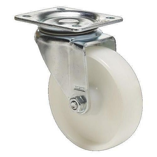 Polypropylenové transportní kolo s přírubou, průměr 160 mm, otočné, kluzné ložisko