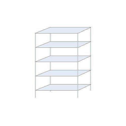 Kovový regál Perun, základní, 200 x 120 x 50 cm, 1 025 kg, 5 polic, pozink
