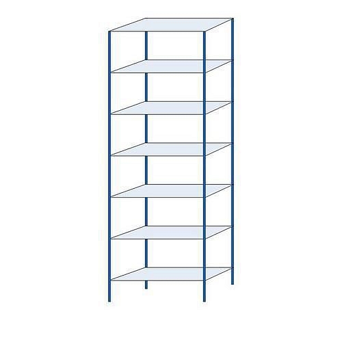 Kovový regál Herkules, základní, 300 x 100 x 40 cm, 1120 kg, 7 polic, modrý
