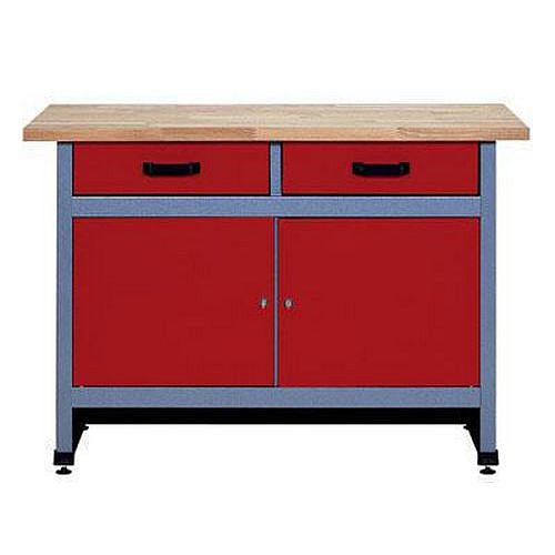 Dílenský stůl Monti, 84 x 120 x 60 cm, 2 zásuvky, 2 skříňky