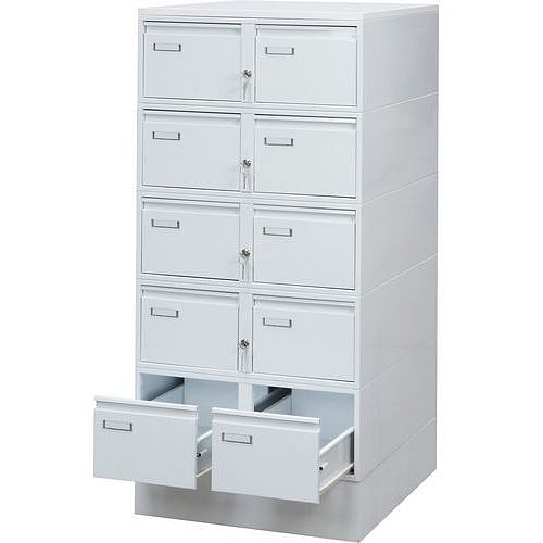 Dvouřadá kovová lístkovnice A5 Severn, 10 zásuvek, bílá