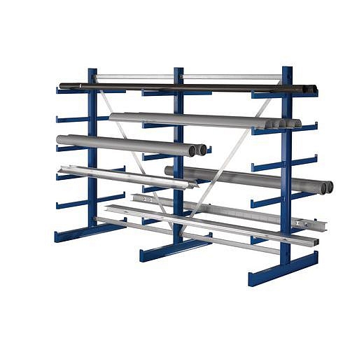 Oboustranný konzolový regál, základní 200 x 675 x 109 cm, 12 960 kg, 72 konzolí