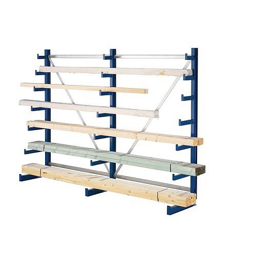 Jednostranný konzolový regál, základní 200 x 675 x 59 cm, 6 480 kg, 36 konzolí