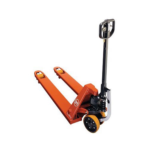 Paletový vozík BT LHM230PRO se zjednodušeným rozjezdem, do 2300 kg, polyuretanová řídicí kola, tandem vidlicová kola