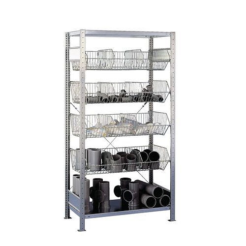 Drátěný regál, základní, 200 x 106 x 53,5 cm, 1 100kg, 6 polic, stříbrný