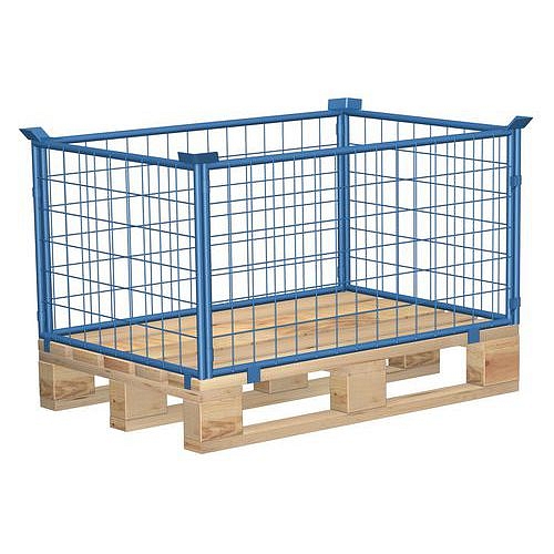 Paletový nástavec typ 62, pletivový, modrý, 40 x 120 x 100 cm