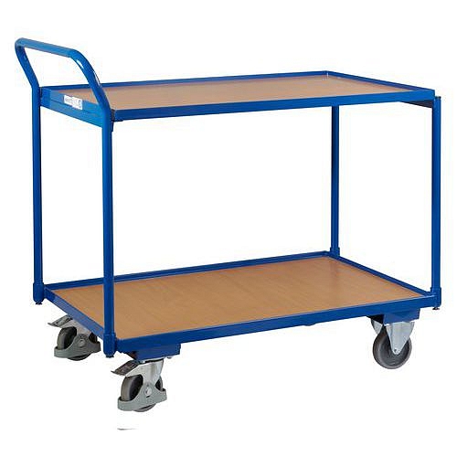 Policový vozík s madlem, do 250 kg, 2 police, 101 x 112,5 x 62,5 cm, modrý