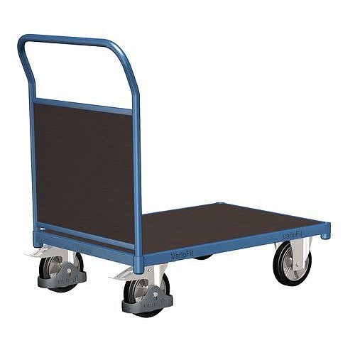 Plošinový vozík s madlem s plnou výplní, do 1 000 kg, 101,5 x 213 x 80 cm, modrý