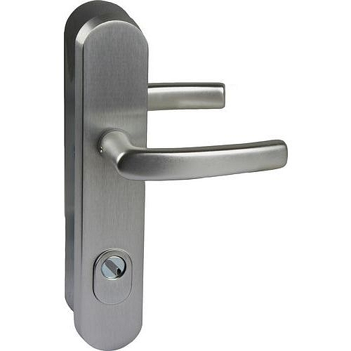 Bezpečnostní dveřní kování, rozteč 90 mm, klika/klika, stříbrné