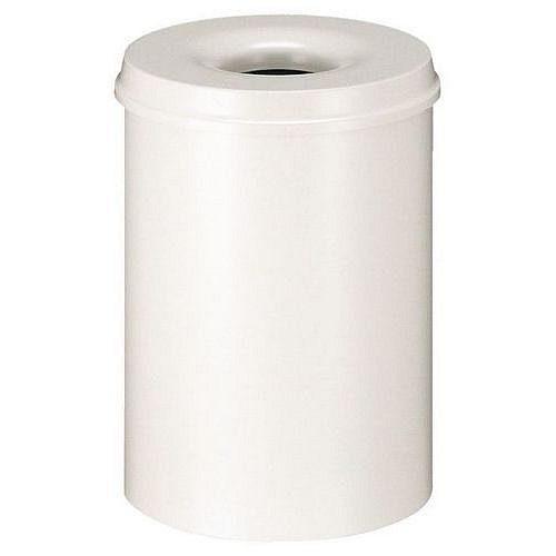 Kovový samozhášecí odpadkový koš Hole, objem 15 l, bílý