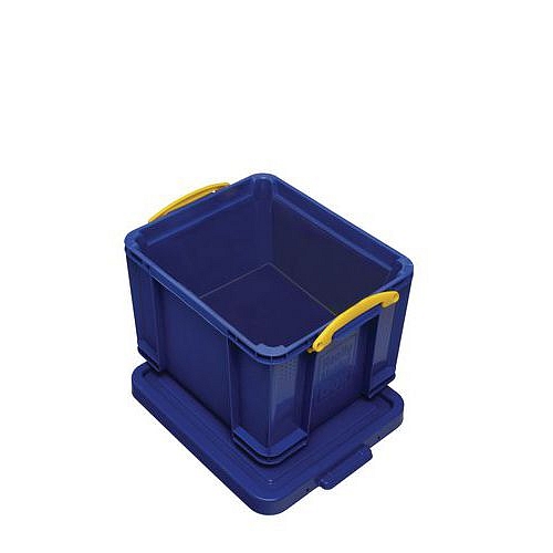 Plastový úložný box s víkem na klip, modrý, 35 l