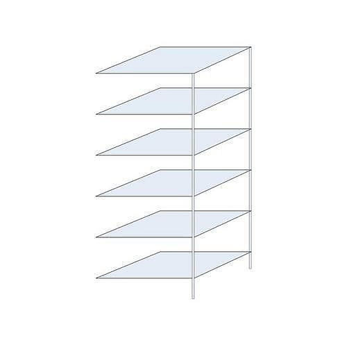 Kovový regál Ogmios, přístavbový, 250 x 100 x 80 cm, 1 700 kg, 6 polic, 150 kg/police, pozink