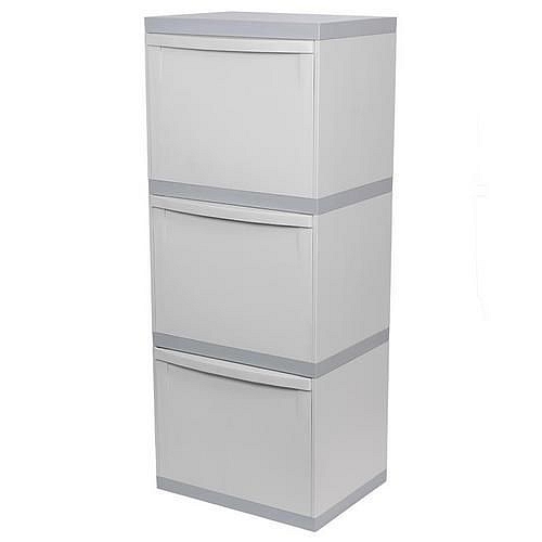 Plastový odpadkový koš EKOMODUL na tříděný odpad, objem 3 x 30 l