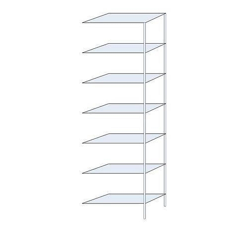 Kovový regál Perun, přístavbový 300 x 90 x 40 cm, 1 645 kg, 7 polic, pozink