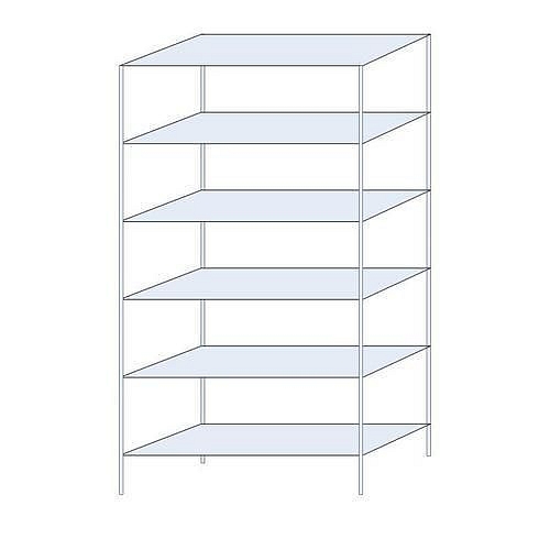 Kovový regál Tauret, základní 250 x 130 x 50 cm, 1 200 kg, 6 polic, pozink