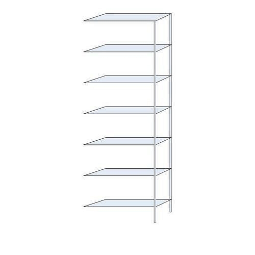 Kovový regál Ogmios, přístavbový, 300 x 100 x 30 cm, 2 300 kg, 7 polic, 150 kg/police, pozink